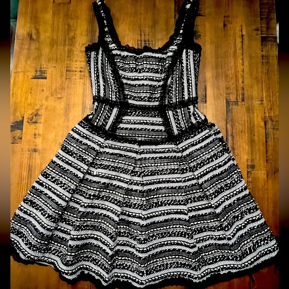 Milly Women's Tweed Drop Waist Sleeveless Black Mini Dress Size 4